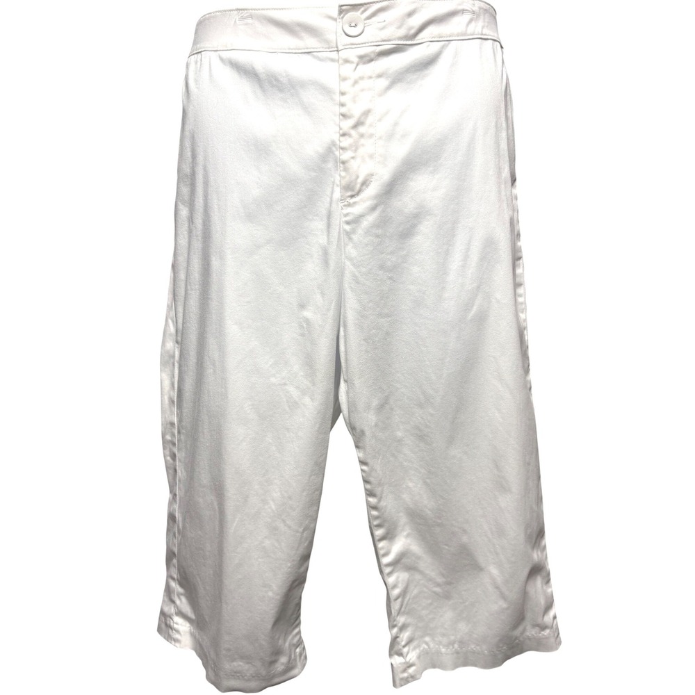 COLDWATER CREEK Women White Capri Stretch Pants Sz 12P Coastal Casual Everyday